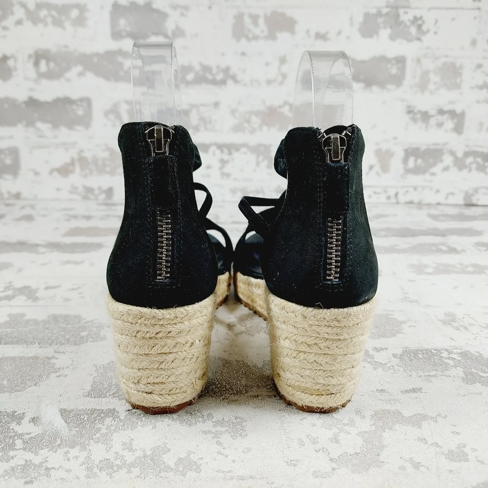 New Eileen Fisher Wanda Black Suede Espadrille W1063